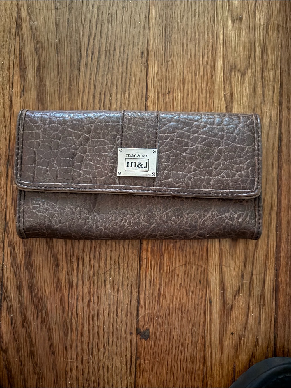 mac & jac Brown Textured Clutch Wallet with Logo Plaque